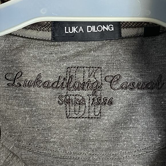 Luka Dilong‎ Pullover Mens 48 Gray 1/4 Zip Mock Neck Knit Long Sleeve Stretch - Picture 3 of 13
